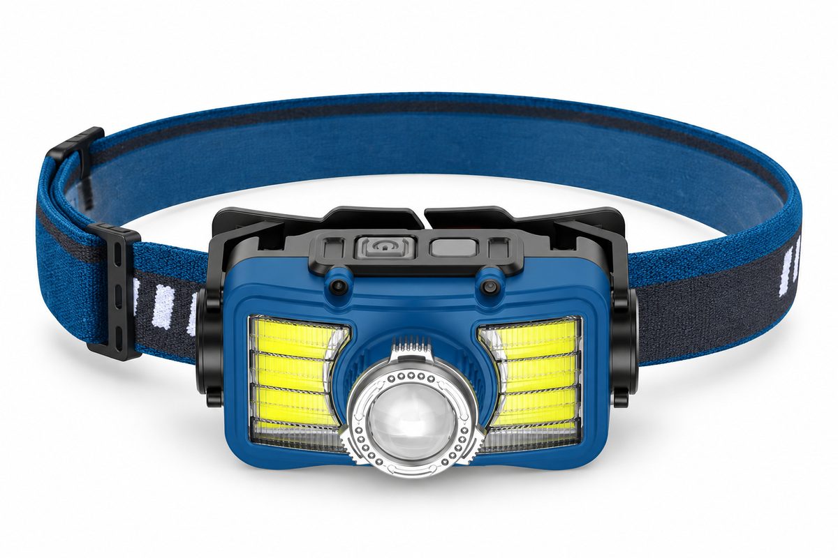 Included in the kit: rechargeable motion-sensor COB headlamp